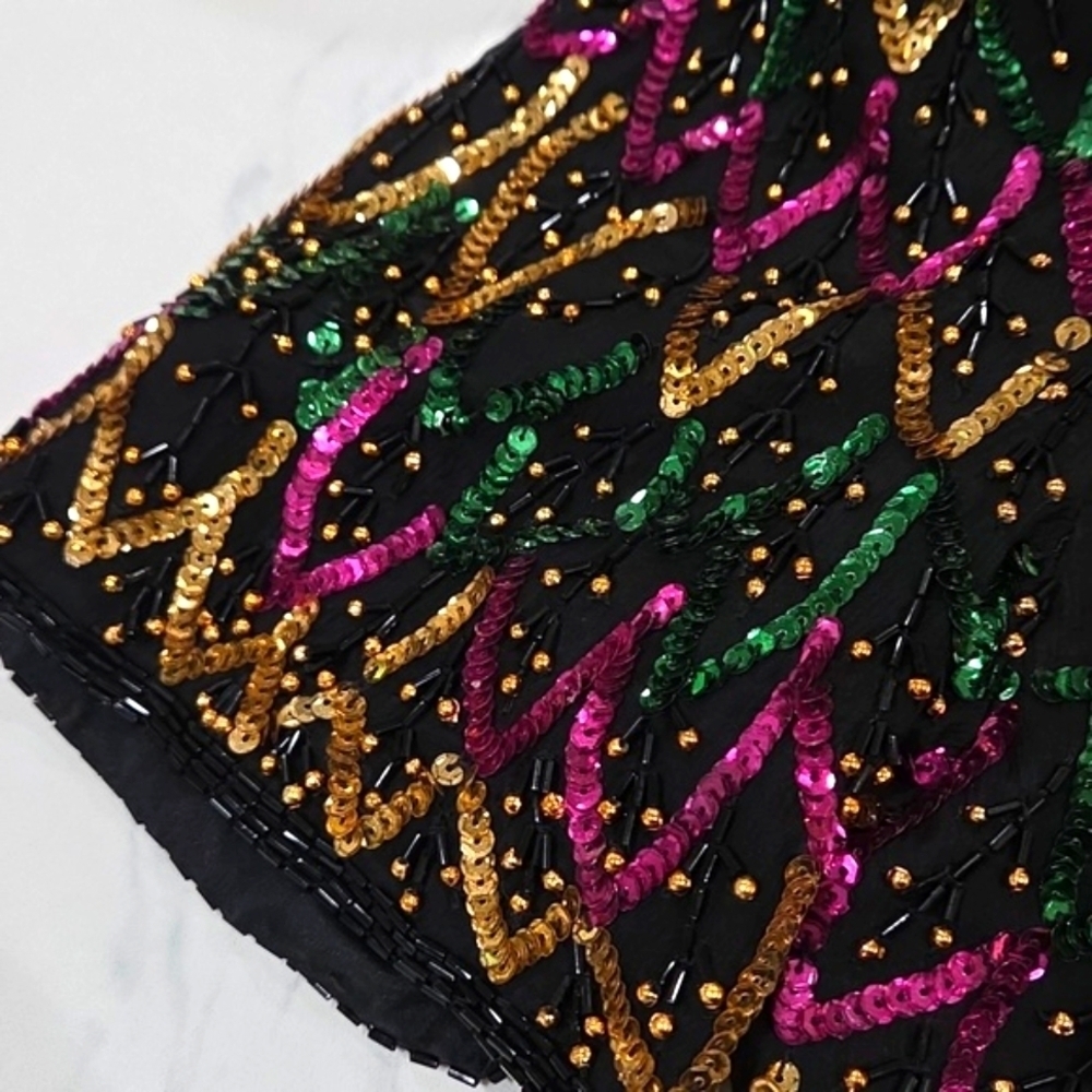 Vintage Stenay Beaded Sequined Multi Colored Dress size M JENNYFER - Picture 5 of 15